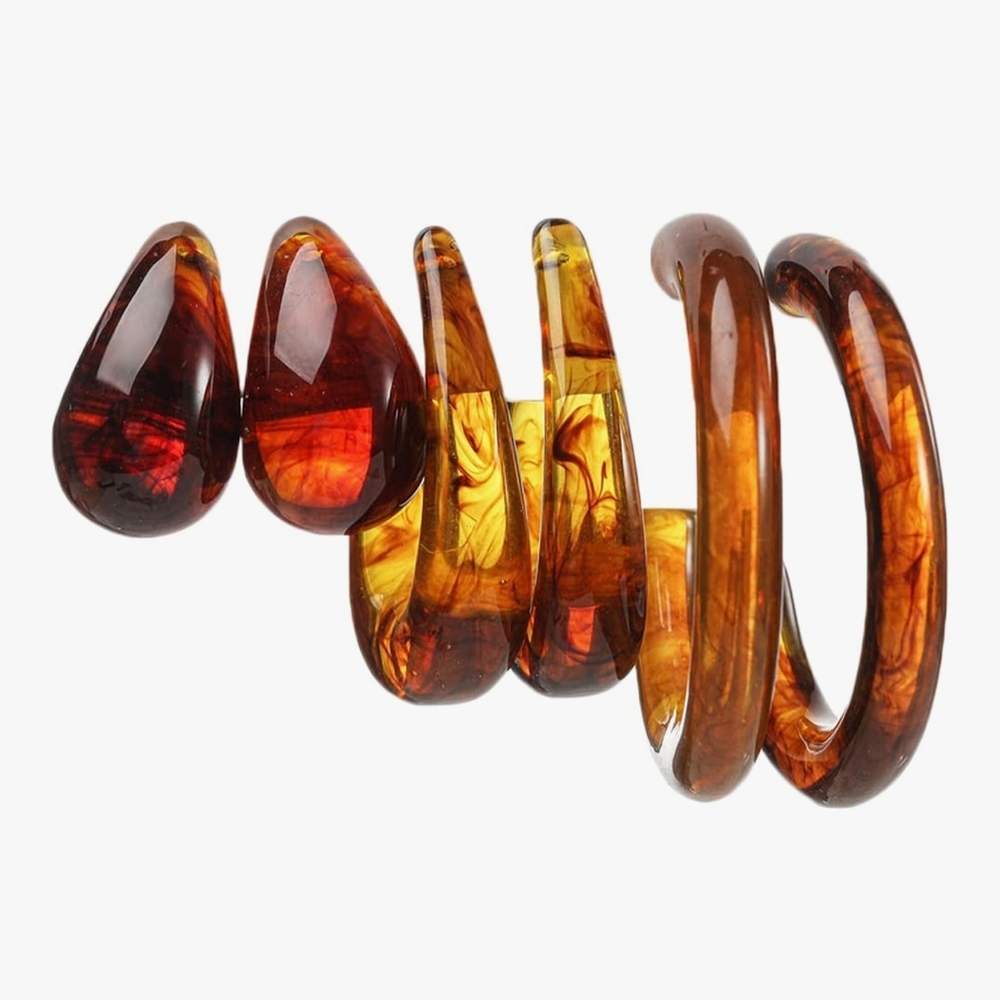 Elegant Amber Resin Earring‎ Set